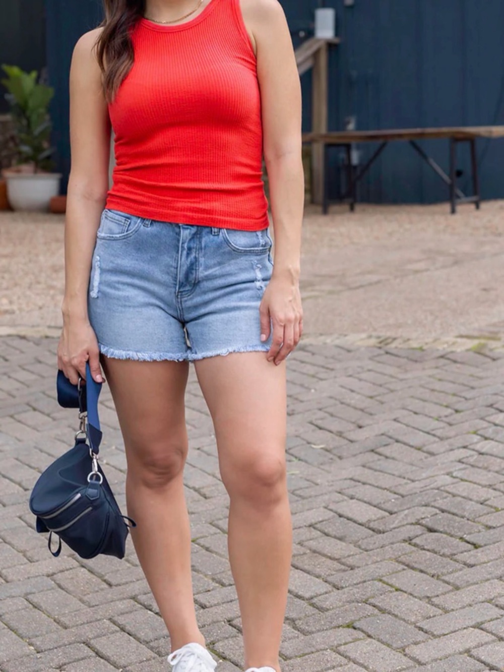 Grace & Lace Brami Ribbed Sleeveless Tank Top Red - Picture 3 of 8